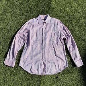 Corneliani Mens Dress Shirt Pink Button Down Made in Italy Size 17 43